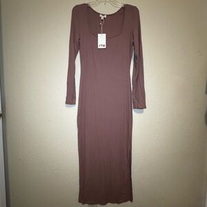 See You Monday Brown Long Sleeve Dress